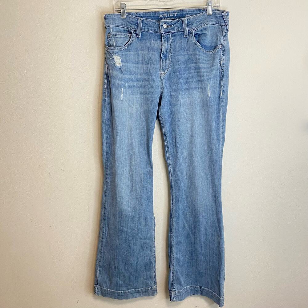 Ariat Women's Jeans Aisha Trouser Wide Leg Blue Denim 32R Western Cowgirl